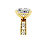 Yellow gold Princess Cut Moissanite Milgrain Pavé Engagement Ring with Four-Prong Setting_17