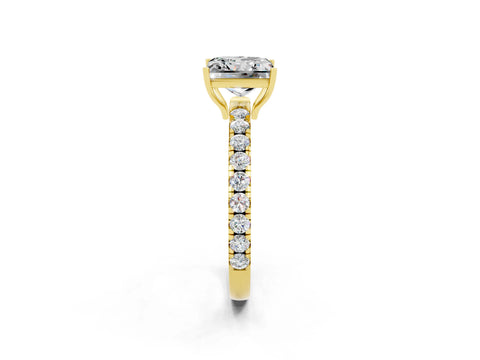 Yellow gold Princess Cut Moissanite Pavé Solitaire Engagement Ring with Four-Prong Setting_14