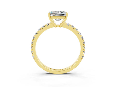 Yellow gold Princess Cut Moissanite Pavé Solitaire Engagement Ring with Four-Prong Setting_15