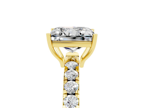 Yellow gold Princess Cut Moissanite Pavé Solitaire Engagement Ring with Four-Prong Setting_17