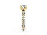 Yellow gold Princess Cut Moissanite Pavé Solitaire Ring with Round Band and Prong Setting_26