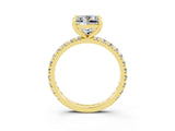 Yellow gold Princess Cut Moissanite Pavé Solitaire Ring with Round Band and Prong Setting_27