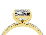 Yellow gold Princess Cut Moissanite Pavé Solitaire Ring with Round Band and Prong Setting_28