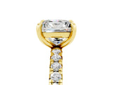 Yellow gold Princess Cut Moissanite Pavé Solitaire Ring with Round Band and Prong Setting_29