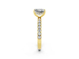 Yellow gold Princess Cut Moissanite Pave Band Solitaire Ring with Four-Prong Setting_26
