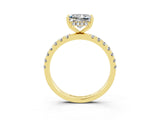 Yellow gold Princess Cut Moissanite Pave Band Solitaire Ring with Four-Prong Setting_27
