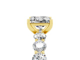 Yellow gold Princess Cut Moissanite Prong Setting with Side Stones on a Pave Band_5