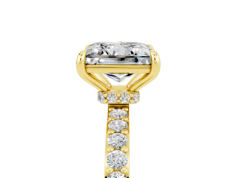 Yellow gold Princess Cut Moissanite Ring with Pavé Band and Four-Prong Setting_5