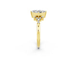Yellow gold Princess Cut Moissanite Ring with Side Stones and Four-Prong Setting_38