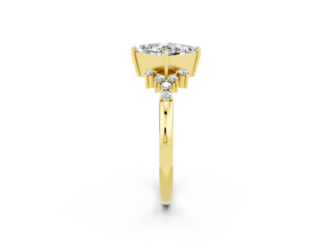 Yellow gold Princess Cut Moissanite Ring with Side Stones and Four-Prong Setting_38