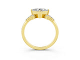 Yellow gold Princess Cut Moissanite Ring with Side Stones and Four-Prong Setting_39