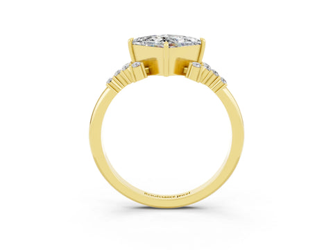 Yellow gold Princess Cut Moissanite Ring with Side Stones and Four-Prong Setting_39