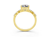 Yellow gold Princess Cut Moissanite Scattered Round Accent Ring with Prong Setting_30