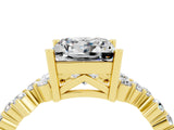 Yellow gold Princess Cut Moissanite Scattered Round Accent Ring with Prong Setting_31