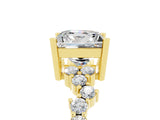 Yellow gold Princess Cut Moissanite Scattered Round Accent Ring with Prong Setting_32