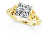 Yellow gold Princess Cut Moissanite Solitaire Celtic Knot Ring with Four-Prong Setting_13