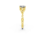 Yellow gold Princess Cut Moissanite Solitaire Celtic Knot Ring with Four-Prong Setting_14