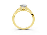 Yellow gold Princess Cut Moissanite Solitaire Celtic Knot Ring with Four-Prong Setting_15