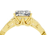 Yellow gold Princess Cut Moissanite Solitaire Celtic Knot Ring with Four-Prong Setting_16