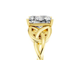 Yellow gold Princess Cut Moissanite Solitaire Celtic Knot Ring with Four-Prong Setting_17