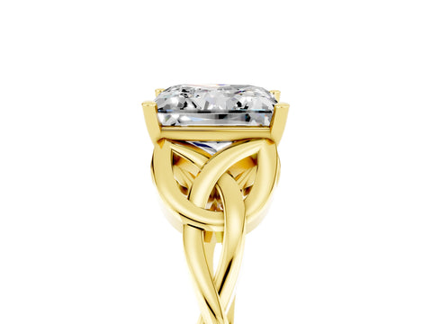 Yellow gold Princess Cut Moissanite Solitaire Celtic Knot Ring with Four-Prong Setting_17