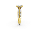 Yellow gold Princess Cut Moissanite   Solitaire Diamond Ring with Milgrain Pavé Band and Four-Prong Setting_36