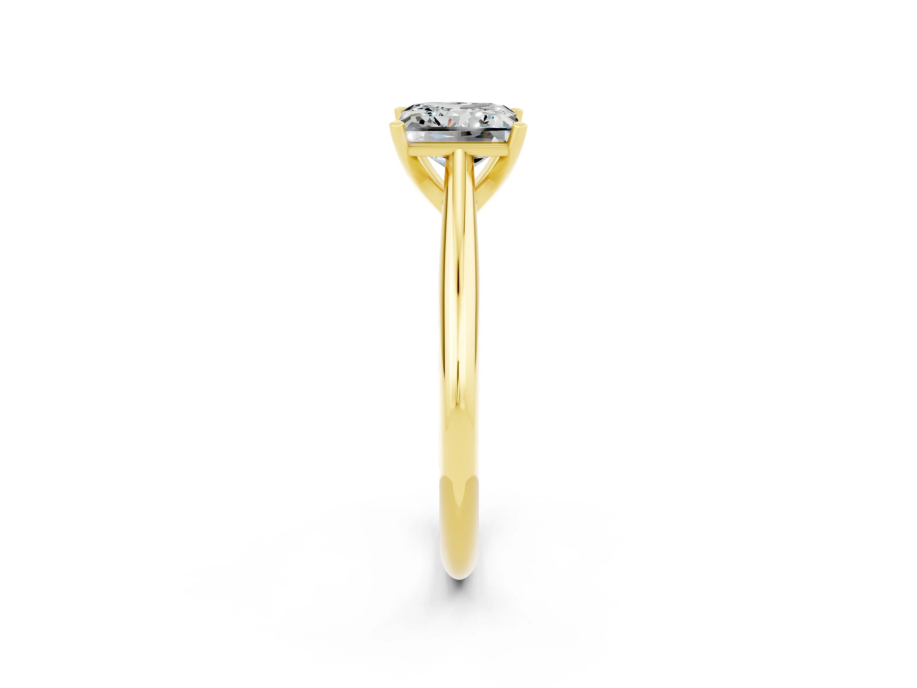 Yellow gold Princess Cut Moissanite Solitaire Engagement Ring with Cathedral Setting and Four-Prong Mount_14