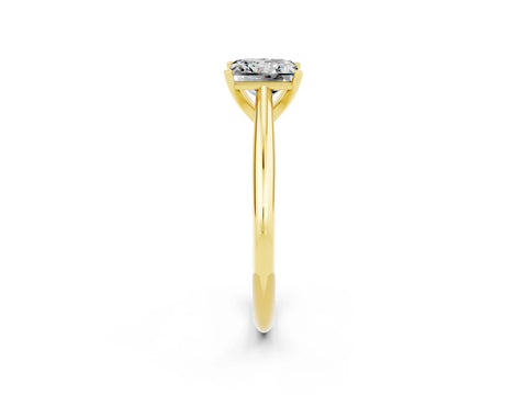 Yellow gold Princess Cut Moissanite Solitaire Engagement Ring with Cathedral Setting and Four-Prong Mount_14