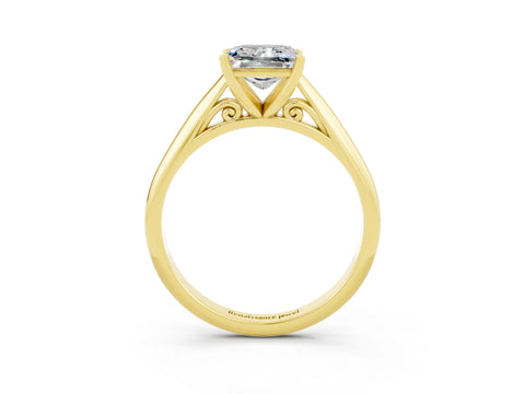 Yellow gold Princess Cut Moissanite Solitaire Engagement Ring with Cathedral Setting and Four-Prong Mount_15