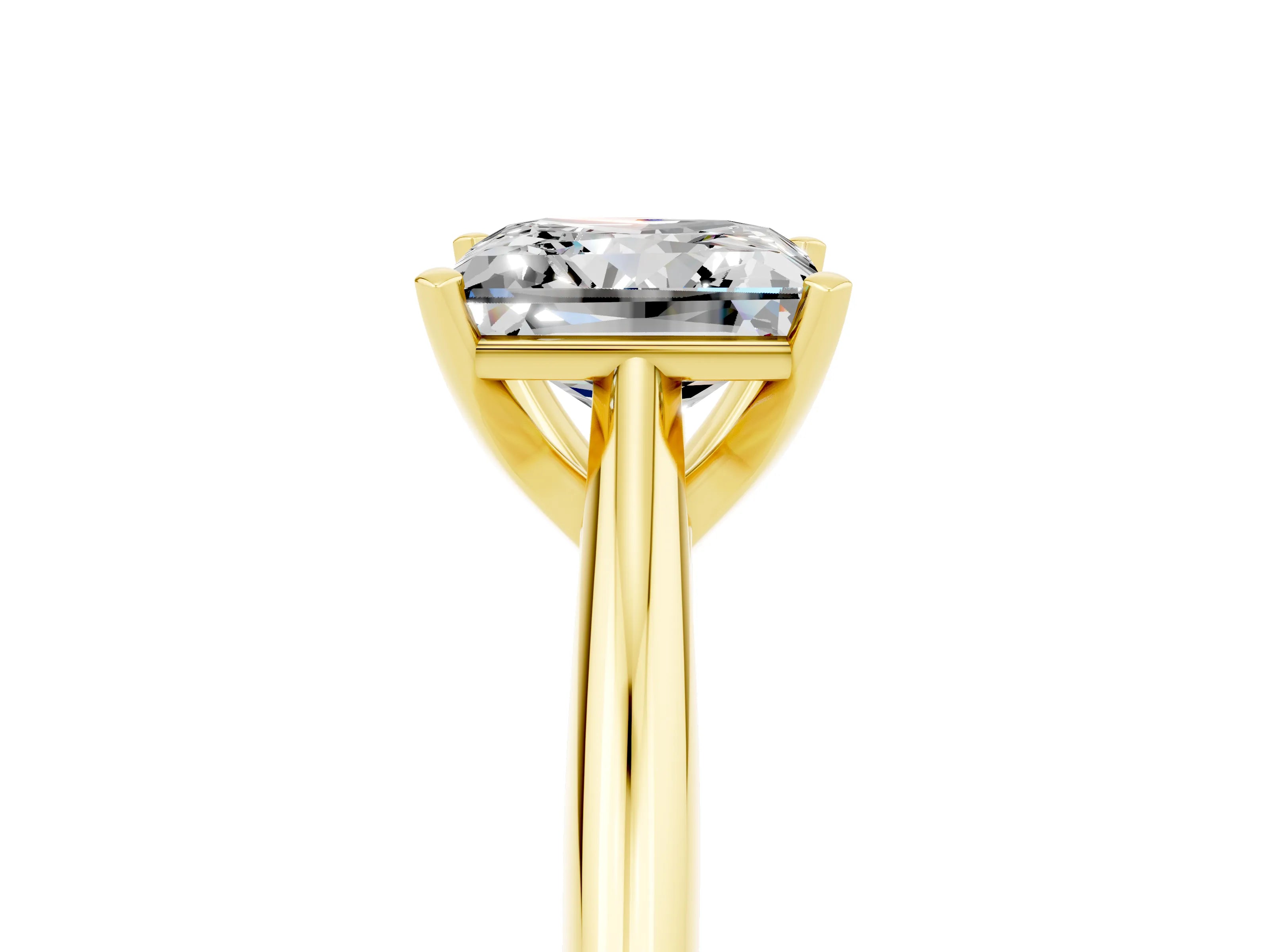 Yellow gold Princess Cut Moissanite Solitaire Engagement Ring with Cathedral Setting and Four-Prong Mount_17