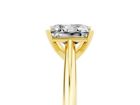 Yellow gold Princess Cut Moissanite Solitaire Engagement Ring with Cathedral Setting and Four-Prong Mount_17