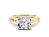 Yellow gold Princess Cut Moissanite Solitaire Engagement Ring with Cathedral Setting and Four-Prong Mount_24