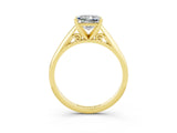 Yellow gold Princess Cut Moissanite Solitaire Engagement Ring with Cathedral Setting and Four-Prong Mount_27