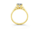 Yellow gold Princess Cut Moissanite Solitaire Engagement Ring with Cathedral Setting and Four-Prong Mount_87