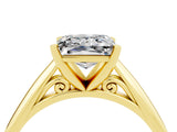 Yellow gold Princess Cut Moissanite Solitaire Engagement Ring with Cathedral Setting and Four-Prong Mount_88