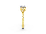Yellow gold Princess Cut Moissanite Solitaire Engagement Ring with Celtic Knot Band and Four-Prong Setting_2