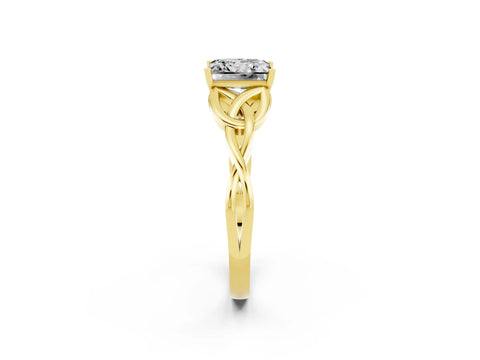 Yellow gold Princess Cut Moissanite Solitaire Engagement Ring with Celtic Knot Band and Four-Prong Setting_2