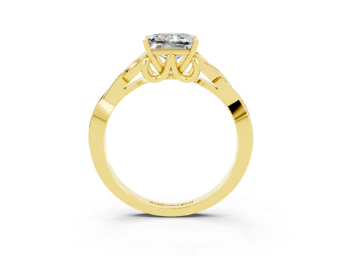 Yellow gold Princess Cut Moissanite Solitaire Engagement Ring with Celtic Knot Band and Four-Prong Setting_3