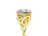 Yellow gold Princess Cut Moissanite Solitaire Engagement Ring with Celtic Knot Band and Four-Prong Setting_5