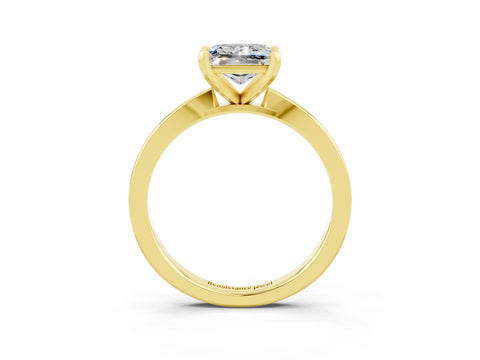 Yellow gold Princess Cut Moissanite Solitaire Engagement Ring with Classic Band and Four-Prong Setting_27