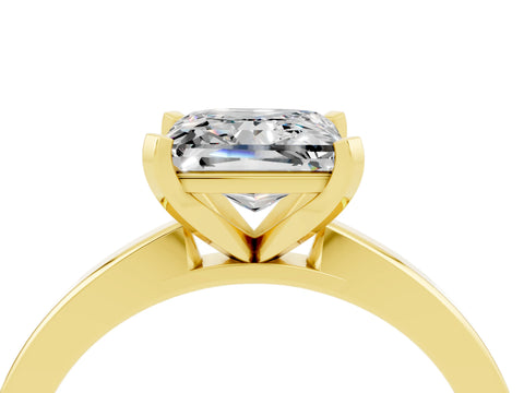 Yellow gold Princess Cut Moissanite Solitaire Engagement Ring with Classic Band and Four-Prong Setting_28