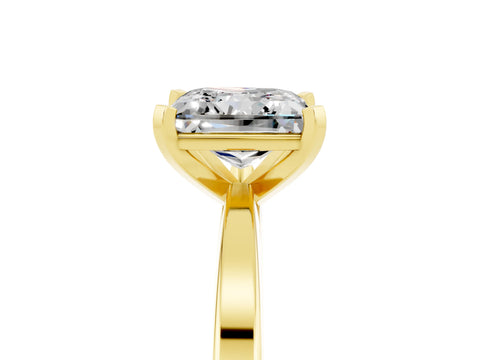 Yellow gold Princess Cut Moissanite Solitaire Engagement Ring with Classic Band and Four-Prong Setting_29