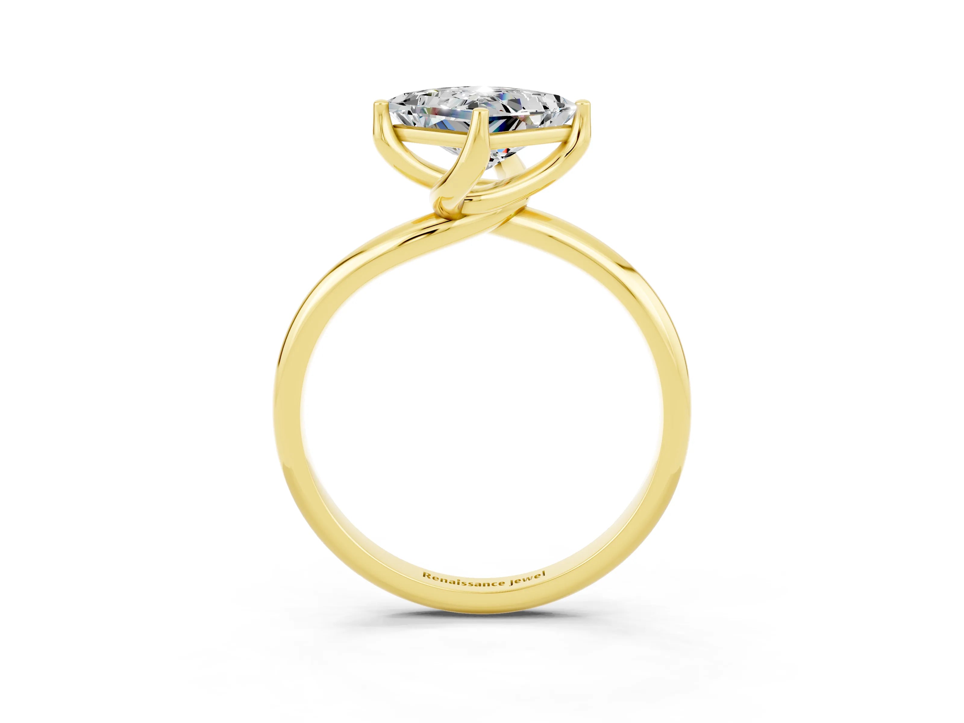 Yellow gold Princess Cut Moissanite Solitaire Engagement Ring with Four-Prong Setting and Classic Band_15