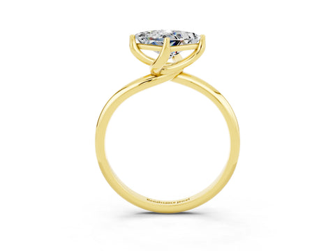Yellow gold Princess Cut Moissanite Solitaire Engagement Ring with Four-Prong Setting and Classic Band_15