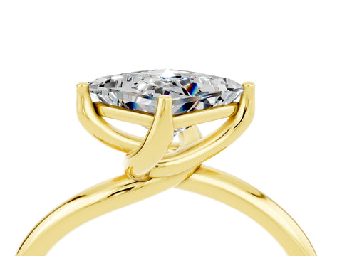 Yellow gold Princess Cut Moissanite Solitaire Engagement Ring with Four-Prong Setting and Classic Band_16