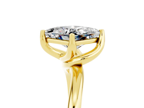 Yellow gold Princess Cut Moissanite Solitaire Engagement Ring with Four-Prong Setting and Classic Band_17