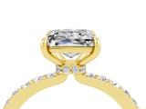 Yellow gold Princess Cut Moissanite Solitaire Engagement Ring with Pavé Band and Four-Prong Setting_4