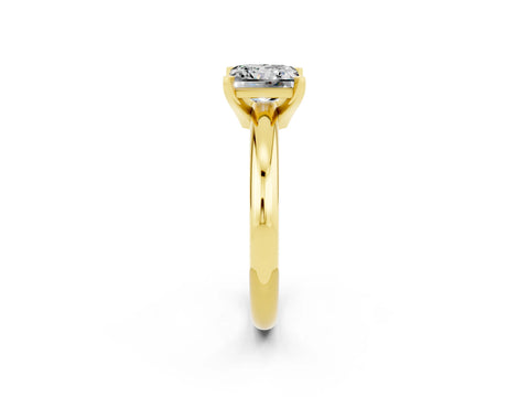 Yellow gold Princess Cut Moissanite Solitaire Engagement Ring with Round Band and Four-Prong Setting_2