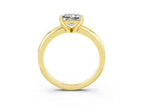 Yellow gold Princess Cut Moissanite Solitaire Engagement Ring with Round Band and Four-Prong Setting_3
