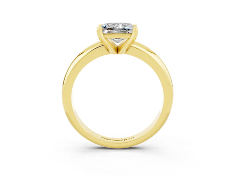 Yellow gold Princess Cut Moissanite Solitaire Engagement Ring with Round Band and Four-Prong Setting_3